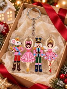 2D Christmas Theme Nutcracker Keychain, Christmas Keychain, Christmas Tree Hanging Electrostatic Soldier Figure Bag Charm, Nutcracker Dancing Bag Pendant, Suitable For Desktop Decoration, Creative Holiday Gift For Lovers And Friends, Best Christmas Gift. - Multicolor - View 10