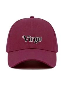 1pc 12 Zodiac Signs Baseball Cap, Retro Gothic Letter Print Red Dad Hat,Adjustable Unisex Casual Hat, Ideal Festival Party Daily Accessory ‑Lover Gift - Burgundy - View 13