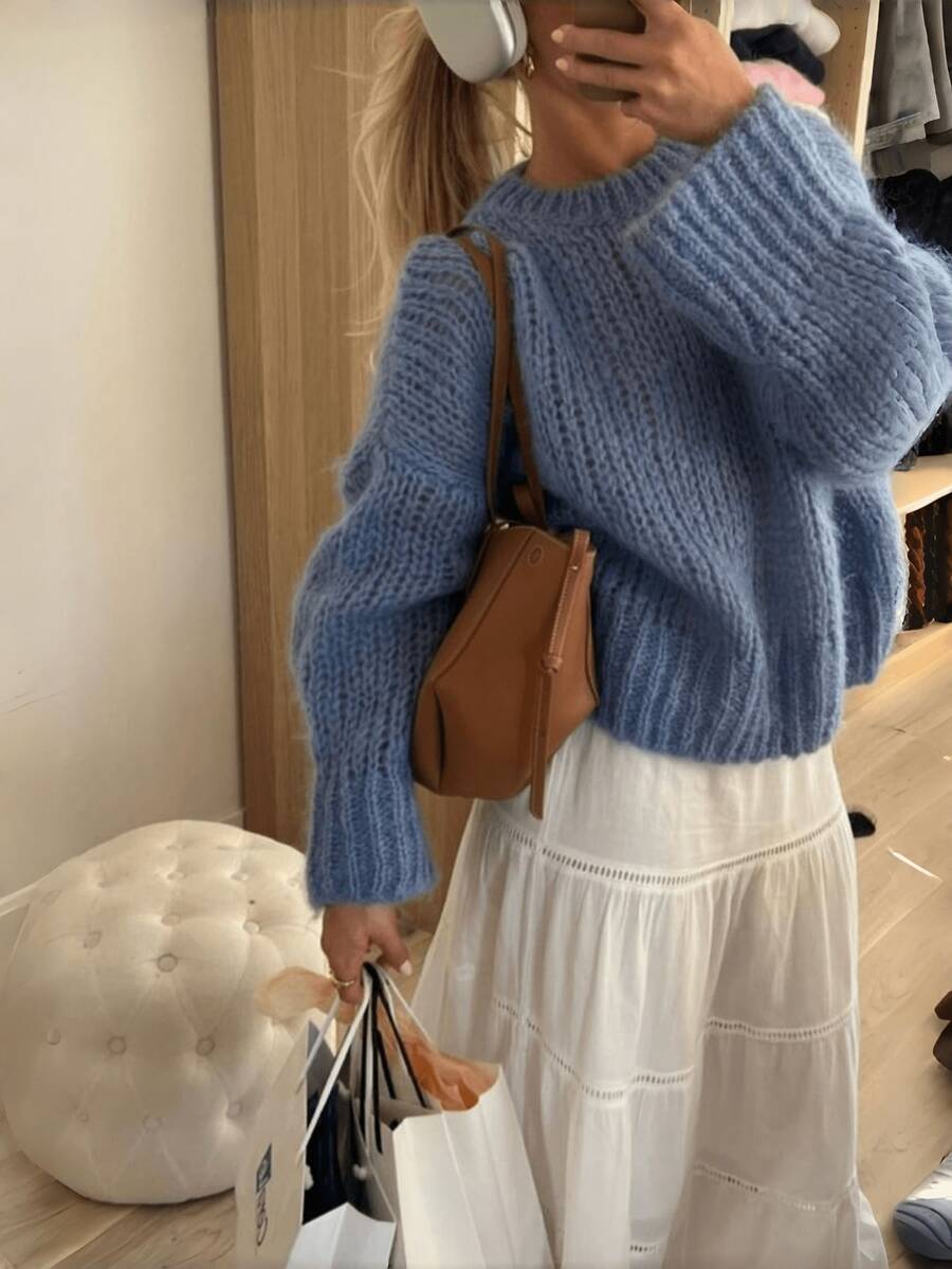 Women's Autumn/Winter Premium Lazy Soft Loose Knit Sweater - Dusty Blue - View 1