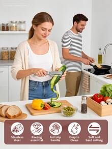 1/2PCS Multifunctional Stainless Steel Vegetable Peeler Set, Kitchen Fruit Peeler And Julienne Slicer Tool For Vegetable Preparation - Multicolor - View 10