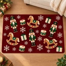 1pc Christmas Gingerbread House Pattern Rug, Holiday Floor Mat, Bathroom Rug, Christmas Home Decor - Multicolor - View 1