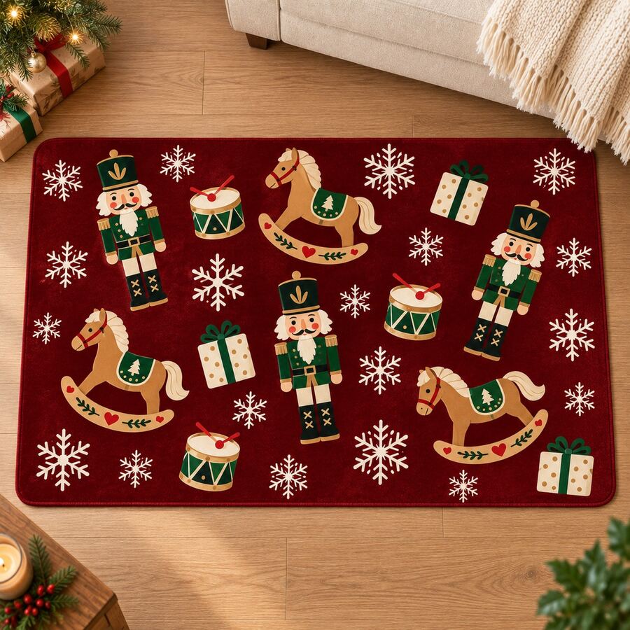 1pc Christmas Gingerbread House Pattern Rug, Holiday Floor Mat, Bathroom Rug, Christmas Home Decor - Multicolor - View 1