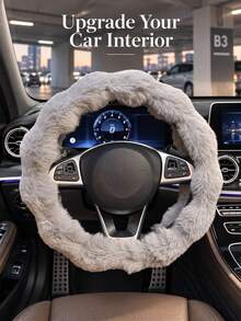 Wavy Faux Fur Car Steering Wheel Cover 38cm Universal Soft Fluffy Warm Plush Steering Wheel Protector Non-Slip Cute Wavy Car Interior Decoration Accessory Suitable For Women In Winter - A - View 6