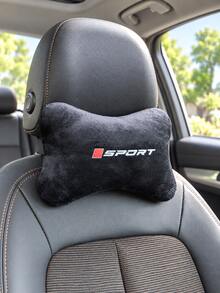 1pc Black Velvet Car Headrest Cushion With Sports Letter Pattern, Suitable For Car Seats, Center Console, Enhancing Interior Comfort For Commuting And Road Trips, Easy To Place Car, SUV And Truck Interior Accessories - Sports - View 6