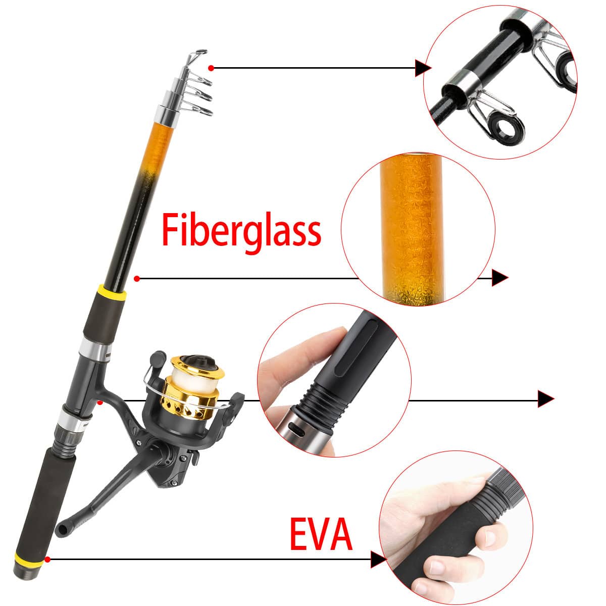 1 Sets / Telescopic Lure & Surf Rod Combo Full Kit Collapsible Carbon Pole Reel Lures Beginner Christmas Gift