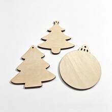 1 Set (50pcs) Blank Christmas Wooden Ornaments Unfinished Wood Slices For DIY Painting, Xmas Tree Hanging Decor & Gift Tag Crafts - A - View 6