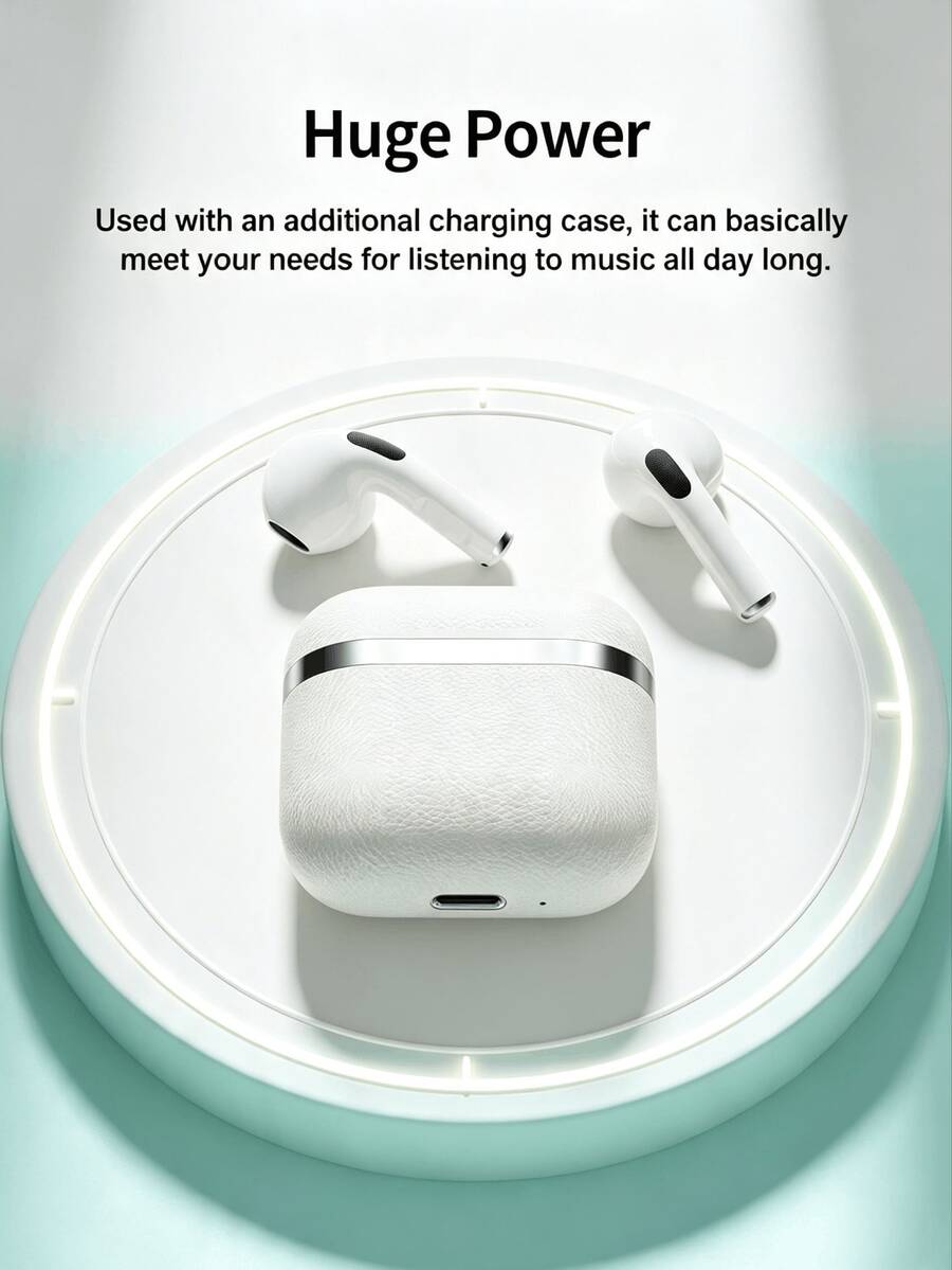 True Wireless Bluetooth Earbuds With Built-In Microphone For Clear Calls, Long Battery Life, Sweat-Resistant Design, Compatible With IOS And Android Devices, Suitable For Fitness, Running And Daily Use - White - View 1
