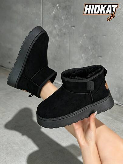 Hidkat Sepatu Bot Salju Wanita Setinggi Betis, Model Musim Dingin Terbaru, Sepatu Bot Bertumit Tinggi dengan Sol Tebal dan Hangat, Cocok untuk Aktivitas Luar Ruangan, Sepatu Wanita Serbaguna dan Modis