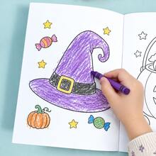 Halloween Cute Style Children's Coloring Book Ghost Black Cat Pumpkin Holiday Theme Coloring Picture Book Kids Leisure Doodle Painting Practice Notebook Back To School Learning Supplies Student Holiday Gift - Multicolor - View 3