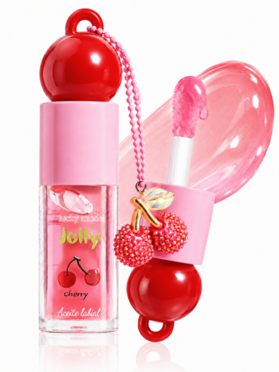 Aceite de labios de gelatina de cereza, aceite de labios brillante con color, brillo de labios hidratante, aroma a frutas, encantador de cereza lindo, acabado brillante natural