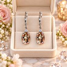 Hello Spring Oval Drop Earrings With Upward Paw Kitten Greeting Embellishment, Women's Cute Pet Theme Jewelry, Perfect Gift For Cat Lovers And Best Friends - Silver - View 5