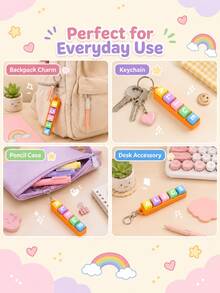 Customized Letter Keyboard Keychain, Personalized Name Bag Charm, Macaron Color Keychain, Gift, Back To School, Christmas, Halloween - Multicolor - View 5