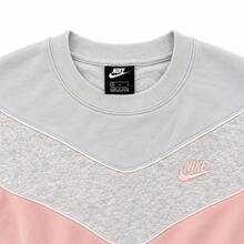 Nike 圓領撞色短版衛衣 粉灰色 女款 - 粉色 - 查看 3