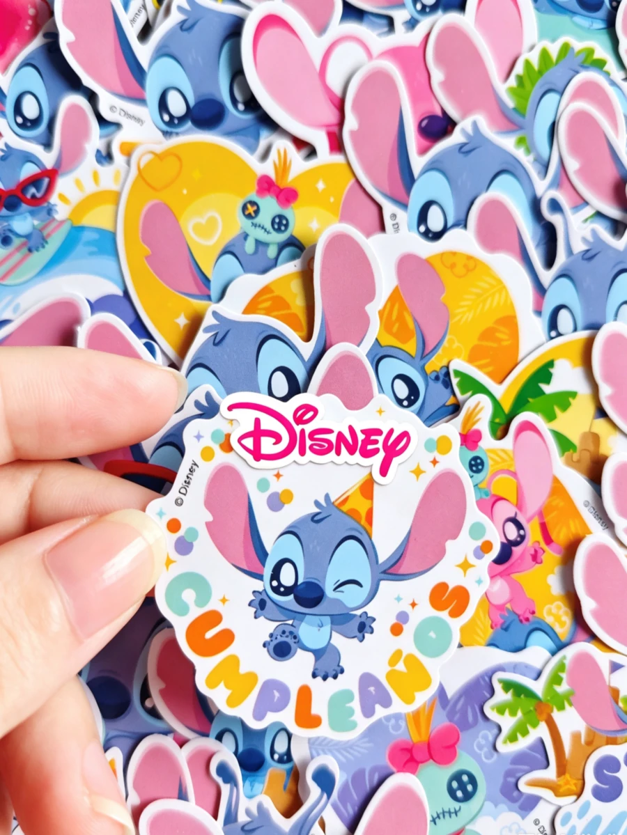 50pcs Disney Stitch Cartoon Pattern Stickers, Self-Adhesive Asymmetrical Shaped Stickers, Suitable For Scrapbooking And Notebooks - Ideal Christmas Gift - Multicolor - View 1