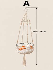 1pc Bohemian Style Cat Hammock, Hand-Woven Cotton Rope Pet Basket - Suitable For All Seasons, Decorative Hanging Cat Cradle Hammock For Living Room And Balcony - A-style With Hanging Strap - View 10
