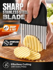SMEGGEMS 1pc Multi-Function Kitchen Knife, Patterned Blade, Potato Cutter, Wolf Tooth Potato Slicer, Wavy Potato Slicer, French Fries Cutter, Multi-Function Vegetable Slicer, Potato Slicer, Slicing Knife - View 6