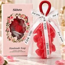 Jabón Artesanal De Uva Para Rostro, Cuerpo Y Manos, Limpieza Suave Sin Sensación De Tirantez, Iluminador, Hidratante, Piel Clara, Fragancia Duradera, Para Todo Tipo De Piel, Hermosa Caja De Regalo, Regalo Para Vacaciones Y Uso Diario - Racimo de uvas en forma de fresa (rojo) - Ver 4