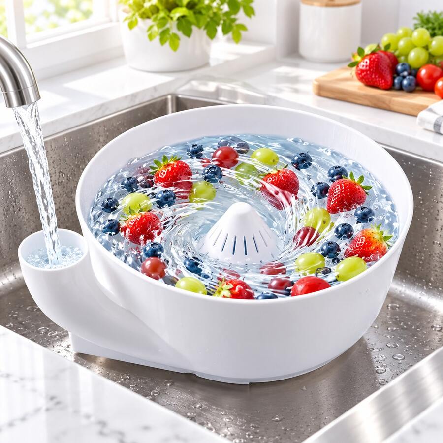 1/2pcs White Colander – Kitchen Sink Fruit Washing Essential, Strainer Bowl With Drainage Holes For Rinsing Strawberries, Blueberries, Grapes, And Other Berries. Perfect For Daily Kitchen Countertop And Sink Use – Kitchen Supplies. - Multicolor - View 1