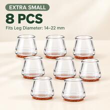 Silicone Chair Leg Caps With Felt Lining, Non-Slip, Noise-Reducing, 8pcs/16pcs/24pcs Optional Sizes, Transparent Silicone Material, Floor Protector. Suitable For Kitchen, Bedroom, Living Room - Transparent and Light Brown - View 10