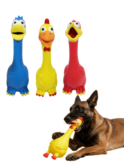 Durable Latex Toys, Shaped Like Loud Chicken, Duck Or Dog, Designed For Chewing And Entertainment, With Sound Maker, Adds Fun, No Battery Required, Dog Toys, Dog Stuff, Puppy Keep Game Dog Accessories, Puppy Keep Game Feed Puppy