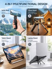 Foldable Laptop Stand, Adjustable Aluminum Alloy Laptop Base, Portable 360 Degree Rotating Computer Stand, Ergonomic Desktop Stand, Suitable For Macbook Laptop Tablet, Height Adjustable Heat Dissipation Design, Travel Office Workstation Accessory, Universal Device Stand - View 7