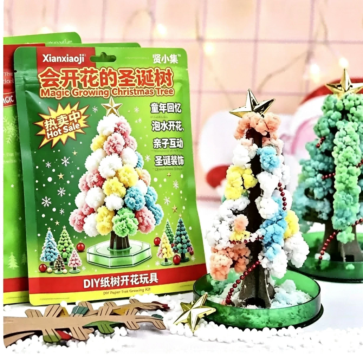 Magic DIY Blooming Christmas Tree, DIY Paper Tree Crystal Growth Toy, Christmas Decoration Ornament, Creative Gift For Birthday Party