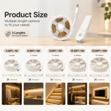 Motion Sensor LED Strip Lights, Warm White / Cool White Optional, Self-Adhesive Cuttable, USB & AAA Battery Powered(Batteries Not Included), Under Cabinet Closet Bedside Night Light - 2835 CT - View 2