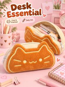 1pc Cute Cat Plush Pencil Case – Soft Cartoon Kitten High-Capacity Pen Pouch – Zippered Stationery Organizer - Multiple Styles - View 9