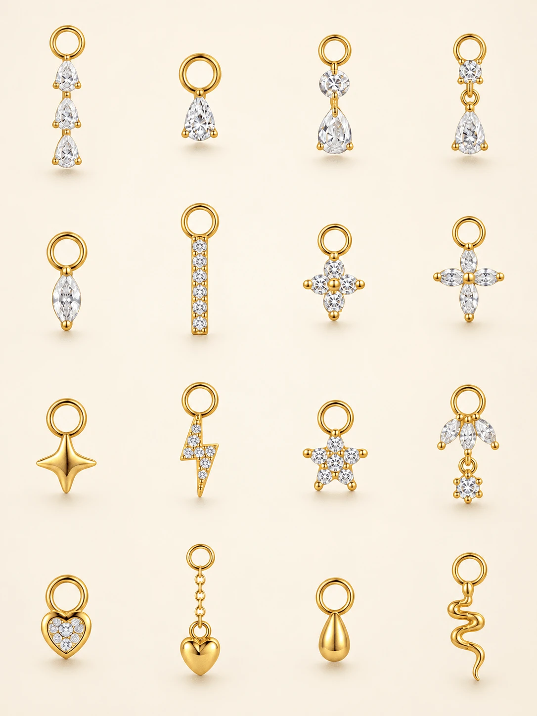 EleRunis 1PC 925 Sterling Silver Dainty Dangle Piercing Charm Drop CZ Build Your Own Handmade Earring Charm Fine Jewelry For Daily Wear Party Engagement