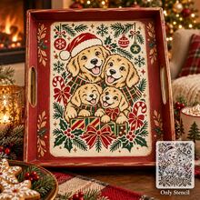 Christmas Animal Stencil Set, Reusable PET Festive Holiday Painting Stencils, Xmas Cat Dog Rabbit Owl Hollow Template With Snowflake Gift Ornament Motifs, For Wall, Canvas, Fabric, Home Decoration, DIY Art Craft Projects For Holiday Season Decorating - Sets - View 11