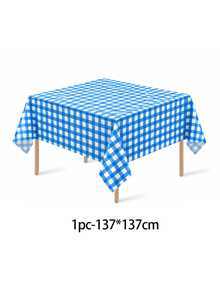 1/6/12PCS-137*274cm Blue And White Plastic Plaid Tablecloth, Decorative Disposable Blue Checkered Tablecloth, Suitable For Picnic, Farm, Birthday, Wedding Rectangular Tablecloth, Party Tablecloth - Blue - View 12