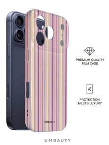 UMBAUTY 1 buah Casing Ponsel Motif Garis-garis Pink & Ungu, Kompatibel dengan iPhone 18 Pro Max, Cocok untuk Apple 18/17/16/15/14/13/12/11 Pro Max/Plus/Mini 17e, Casing Ponsel Soft Shell Cetak Definisi Tinggi dengan Perlindungan Layar/Lensa yang Ditinggikan, Unisex, Hadiah Ideal untuk Pacar di Halloween, Hari Valentine, Paskah, Musim Pernikahan, dan Ulang Tahun - MultiWarna - View 2