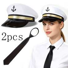 Captain Hat, Scarf, Sailor Hat Set, Unisex, Sailor Costume, Suitable For Party, Halloween - Multicolor - View 16