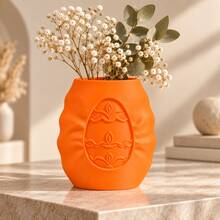 1pc Textured Embossed Vase, Modern Unique Asymmetrical Shape Vase, Suitable For Dried Flowers And Fresh Flowers, Decorative Tabletop Centerpiece, Bohemian Style Home Decor, Suitable For Living Room Bookshelf - Multicolor - View 10