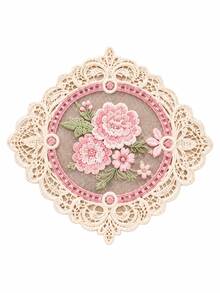 4 buah Tatakan Gelas Renda Vintage, Alas Minuman Motif Bunga & Rusa Bordir, Dekorasi Meja Kopi Teh Rumah yang Elegan dan Romantis - MultiWarna - View 9