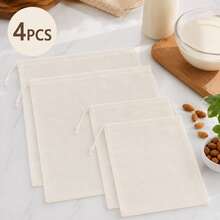 2/4pcs Cotton Mesh Filter Bags With Drawstring, Reusable Nut Milk Strainer Bags For Coffee, Tea, Juice, Yogurt And Cheese Making - Multicolor - View 2