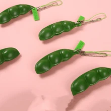 1/5/10/20pcs Pea-Shaped Pendant, Portable Creative Mini Pea Cute Cartoon Edamame Keychain, Party Event Life Gift, Office Study Keychain - Decompression Peas - View 2