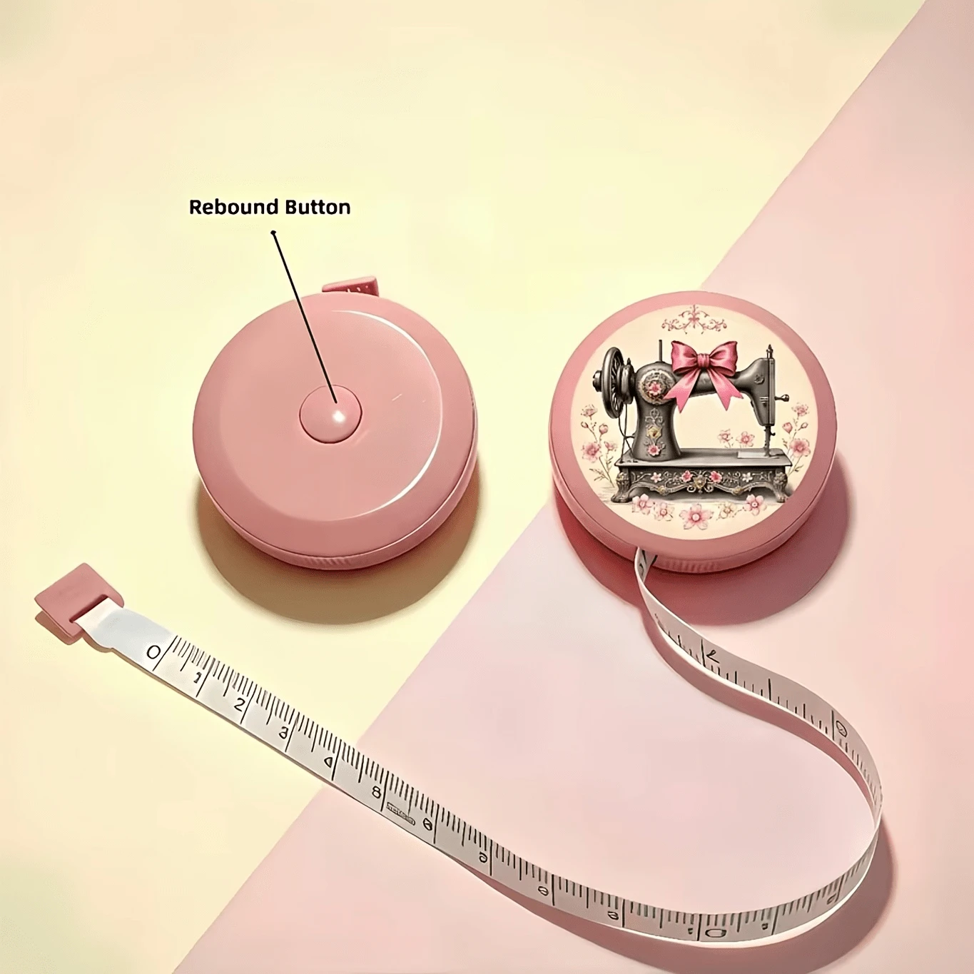 1pc Durable Retractable Soft Tape Measure, Double-Sided Centimeter And Inch Scale, Bow-Shaped Sewing Machine Print Flexible Measuring Tape, Suitable For Sewing, Cutting, Handmade, Measuring, Gym Or Clothing Industry - Multicolor - View 1