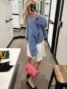 Women's Autumn/Winter Premium Lazy Soft Loose Knit Sweater - Dusty Blue - View 6