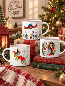 The Grinch The Christmas Ceramic Rinse Cup With Handle, Cartoon Character Print Mouthwash Cup And Toothbrush Holder, Bathroom Vanity Sink Countertop Accessory For Daily Use, Festive Holiday Decor And Christmas Gift - Multi-color - View 6