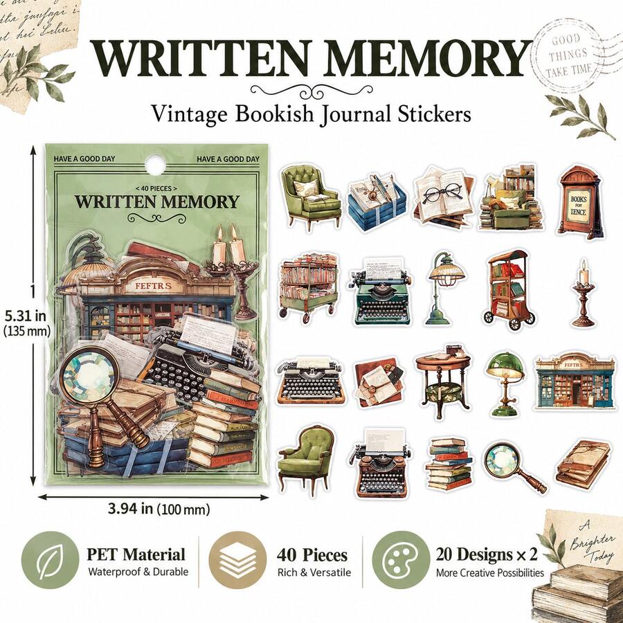 Life Love Song Series PET Sticker Pack, Creative Vintage Study Old Objects Planner Stickers, DIY Decorative Stickers - Multicolor - View 1