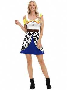 Women's Roleplay Dress, Cartoon Cow Print Sleeveless Dress, Suitable For Halloween And Comic Con - White - View 6