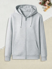 One Piece New Solid Color Knitted Hooded Cardigan Women's Casual Loose Pullover Jacket Spring/Autumn Sports - Light Grey - View 3