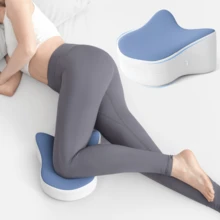 1pc Ergonomic Memory Foam Leg Pillow, Contoured To Leg Curve, Side Sleeping Leg Support Pillow, Removable Washable Pillowcase, Home Rest Bedroom Sofa Multi-Scenario Sleep Pillow - Blue and White - View 2