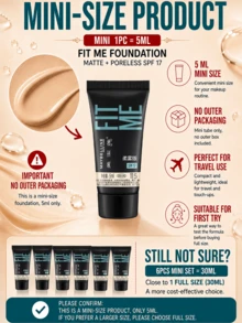 Maybelline Soft Matte Sunscreen Foundation 115, 5/30ml, Tahan Lama dan Menutrisi, 3-in-1, Terasa Seperti Tanpa Makeup, Hasil Akhir Matte Sempurna, Cocok untuk Kulit Berminyak - Alas Bedak Maybelline Fitme, Matte Finish, 115 - View 7