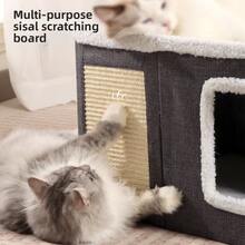 Luxury Multi-Layer Cat House - 2-Tier Bed, Toy Tunnel, Foldable Sofa, Climbing Rope And Soft Cushion - Indoor/Outdoor Cat Play Cube, Velvet Hanging Ball, Durable Nylon Frame And Canvas Material - Perfect Comfortable Home All Year Round - one-size - View 2