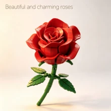 1pc DIY Assembly Rose Flower Building Block Set, Artificial Red Rose Model Bricks, Desktop Home Decor Gift - Multicolor - View 6