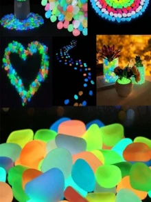 200pcs Glowing Blue Pebbles, Fluorescent Decorative Stones, Suitable For Party, Wedding, Aquarium, Flower Pot, DIY And Holiday Decoration - A - View 7