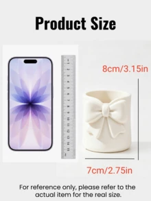 1pc Bowknot Round Pen Holder, 3D Printed Multi-Functional Storage Bucket, Home Storage Desk Stationery Makeup Vanity Storage Makeup Brushes Eyebrow Pencils Lipsticks, Student Stationery Storage Pencils Ballpoint Pens, Multi-Functional Storage Box Cute Pen Holder, Student Gift, Birthday Gift, Back To School Season Goodies,Back To School - Bow-shaped Round Pen Holder - View 4