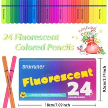 24/50 Fluorescent Colored Pencils, ArtSupplies, Neon Pencil Set, Great Coloring Book, Classroom Pencils - 24-color Fluorescent Pencils - View 4